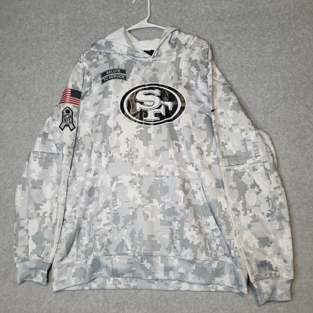 Nike San Francisco 49ers Salute to Service Digital Camo Hoodie Mens XL Grey
